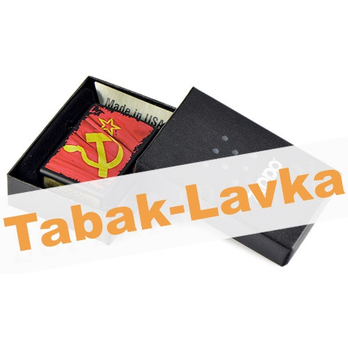 Зажигалка Zippo 218 - Soviet Flag Sickle (серп и молот и звезда) - Black Matte