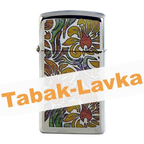 Зажигалка Zippo 29702 - Fusion Floral Slim® - High polish Chrome