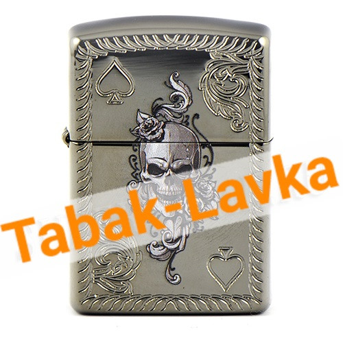 Зажигалка Zippo 29666 - Armor™ - Spade & Skull- Black Ice®