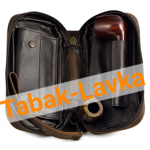 Сумка P&A - 414 Buffalo Dark Brown - для 2 трубок - с кисетом для табака