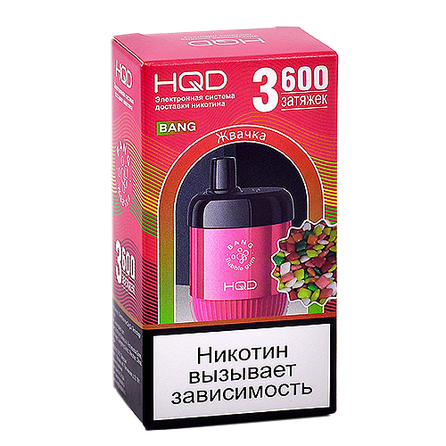 POD система HQD - BANG (3600 затяжек) - Жвачка - 2% - (1 шт.)