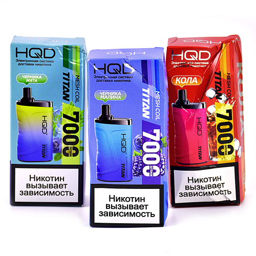 УЦЕНЕННАЯ POD система HQD - TITAN - Черника - Мята (7000 затяжек) - 2% - (1 шт.)