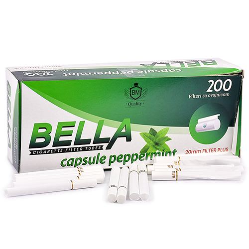 Уцененные Сигаретные гильзы Bella - 20мм Filter Plus Capsule Peppermint (200 шт.)