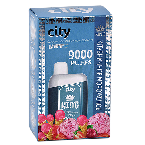 POD система City - King 9000 затяжек - Клубничное мороженое - 1,8% - (1 шт.)