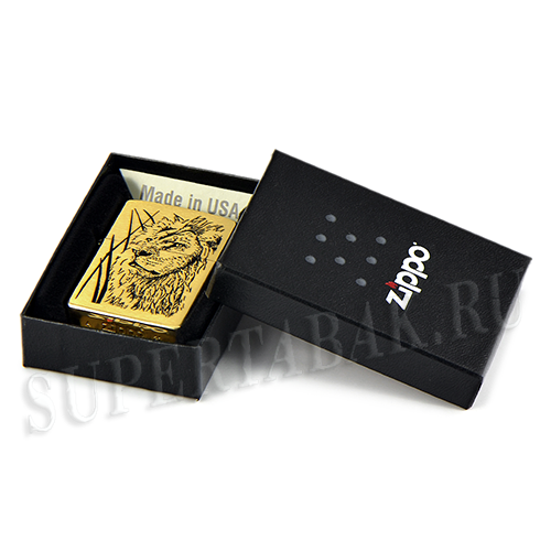 Зажигалка Zippo 204 B - Proud Lion - Brushed Brass