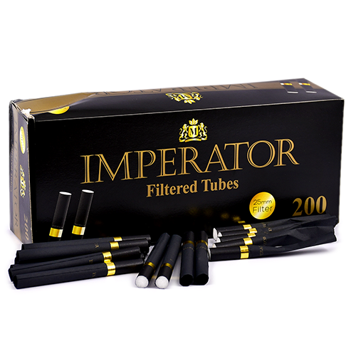 Уцененные Сигаретные гильзы Imperator Black - Gold Filter 25mm (200 шт.)