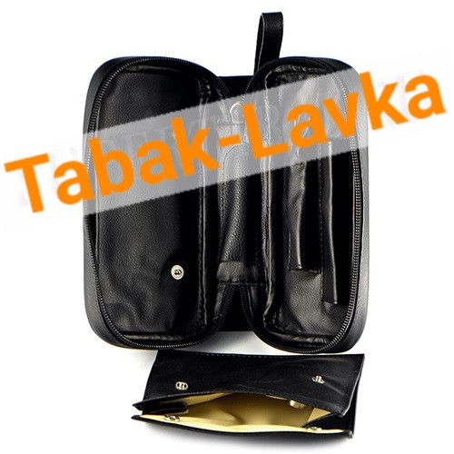 Сумка P&A - 414P Black - для 2 трубок - с кисетом для табака