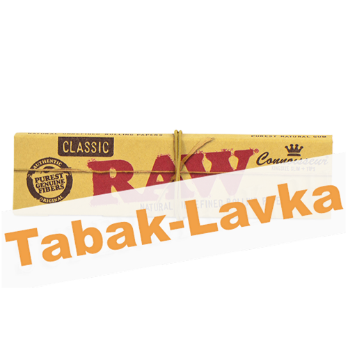 Бумага самокруточная RAW - KING SIZE - Connoisseur Classic + 32 TIPS (32 шт)