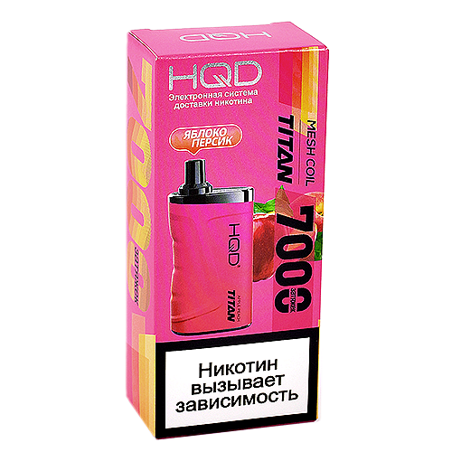 POD система HQD - TITAN - Яблоко - Персик (7000 затяжек) - 2% - (1 шт.)