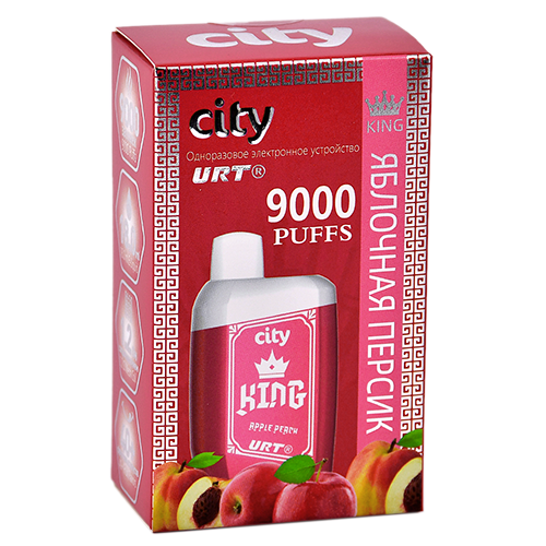 POD система City - King 9000 затяжек - Яблоко - Персик - 1,8% - (1 шт.)