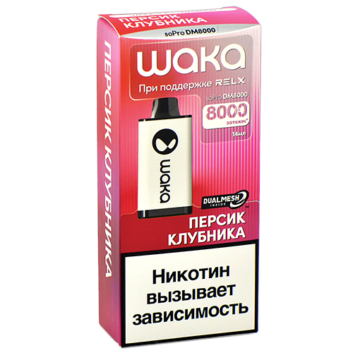 POD-система Waka soPro - DM 8.000 затяжек - Персик - Клубника - 2% - (1 шт.)