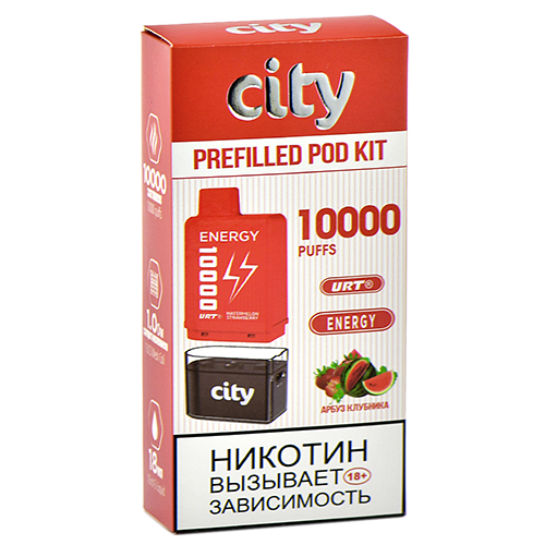 Многоразовая POD-система City - Energy 10.000 затяжек - Арбуз - Клубника - 1,8% - (1 шт.)