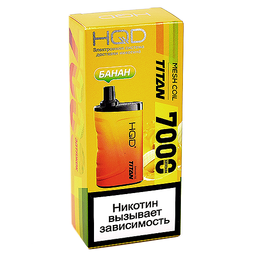 POD система HQD - TITAN - Банан (7000 затяжек) - 2% - (1 шт.)