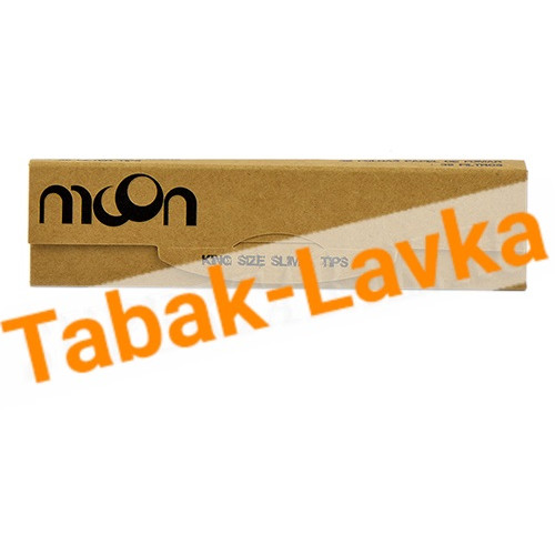 Бумага самокруточная Moon King Size Brown Unbleached + TIPS - коричневая